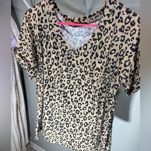 Leopard Print V-Neck Women's Top